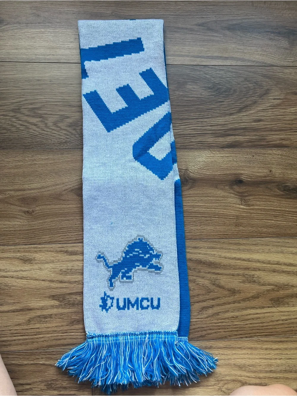 NFL Detroit Lions Knit Winter Scarf Blue White Big Logo